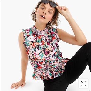 JCREW sleeveless mock necked top in floral